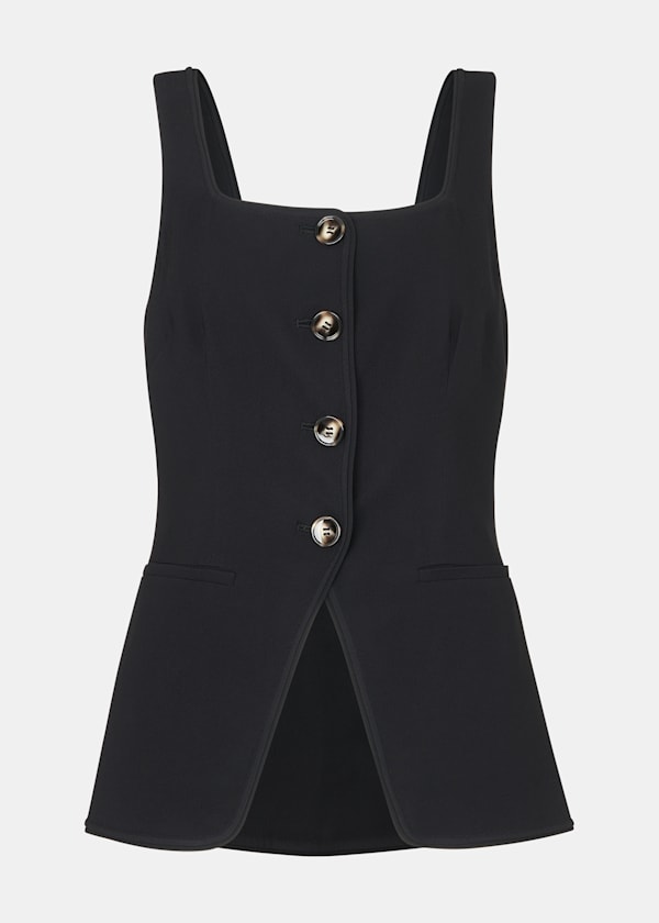 Black Sofia Crepe Waistcoat