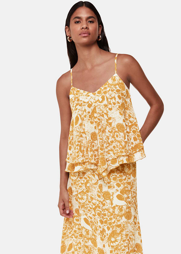 Yellow Seashore Print Cami Top