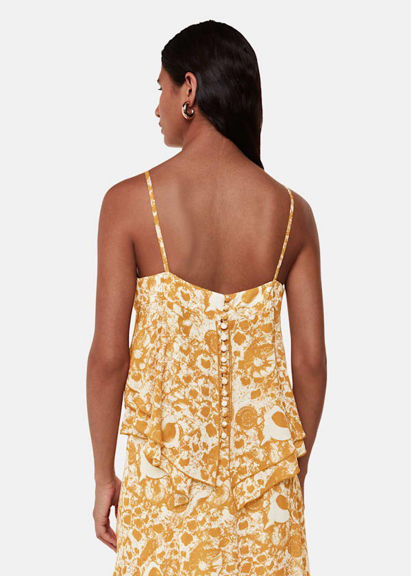 Yellow Seashore Print Cami Top