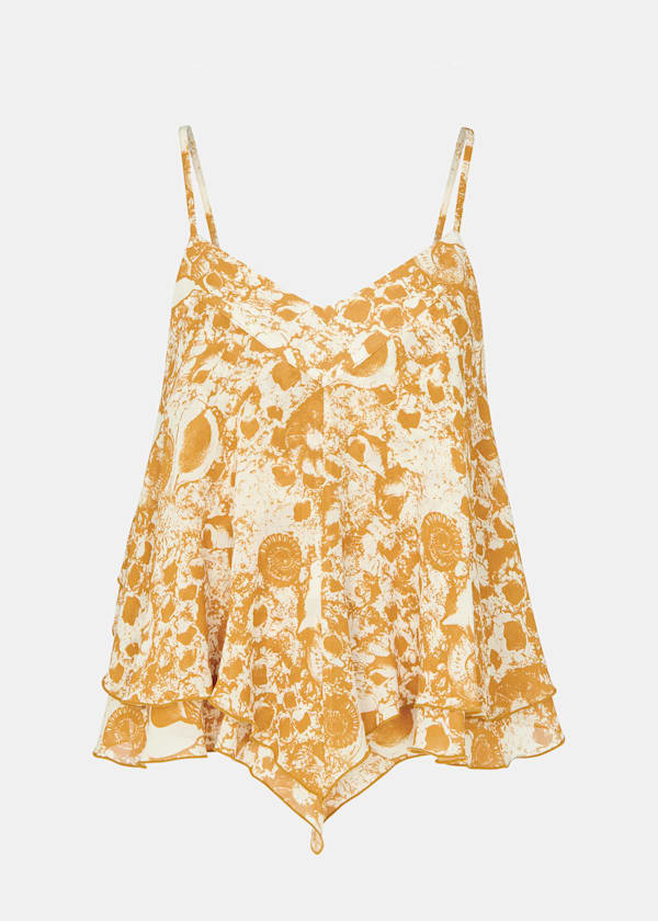 Yellow Seashore Print Cami Top