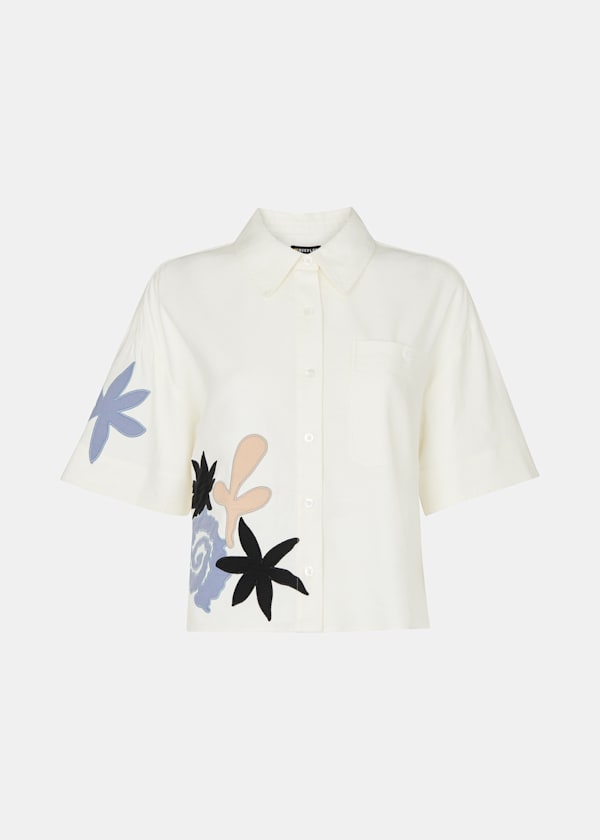 Applique Linen Blend Shirt