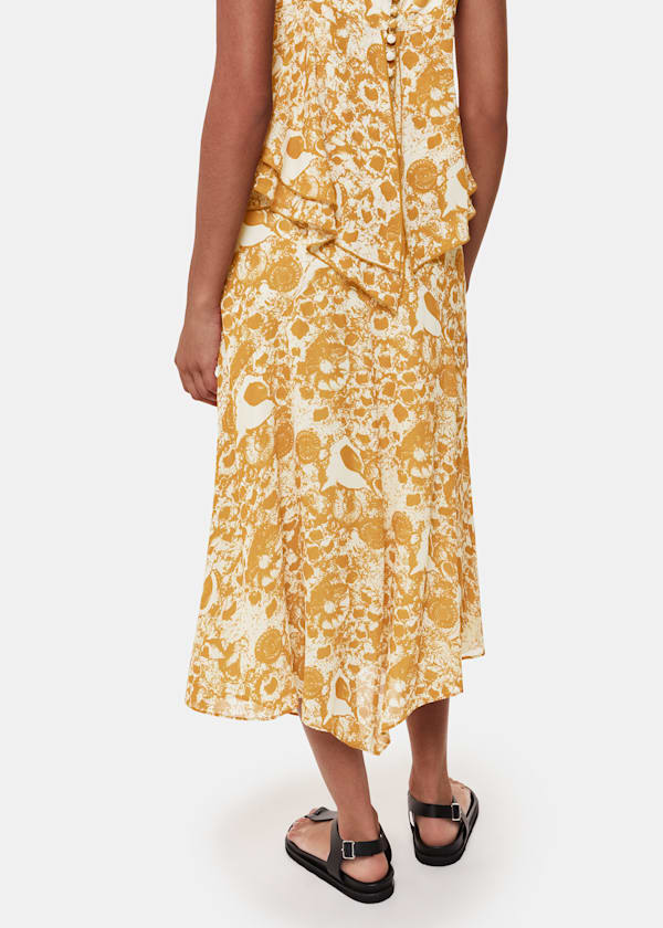 Yellow Seashore Print Skirt