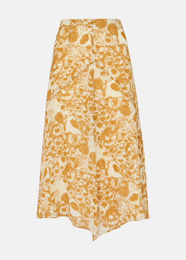 Yellow Seashore Print Skirt