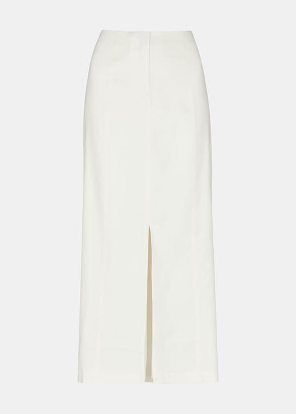 Ivory Linen Blend Maxi Skirt