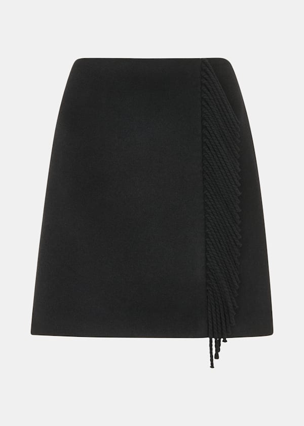 Black Sadie Wool Fringe Skirt