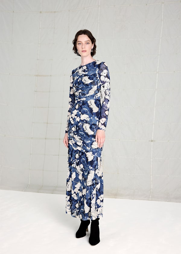 Blue Batik Marble Mesh Dress