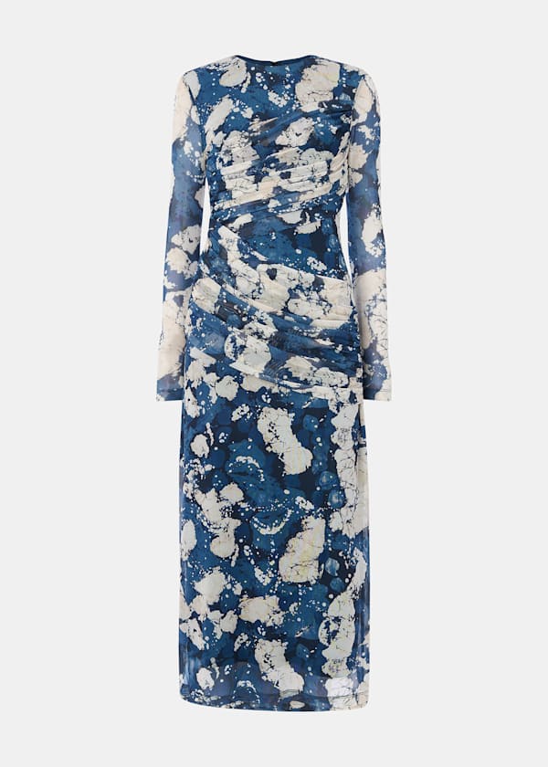 Blue Batik Marble Mesh Dress
