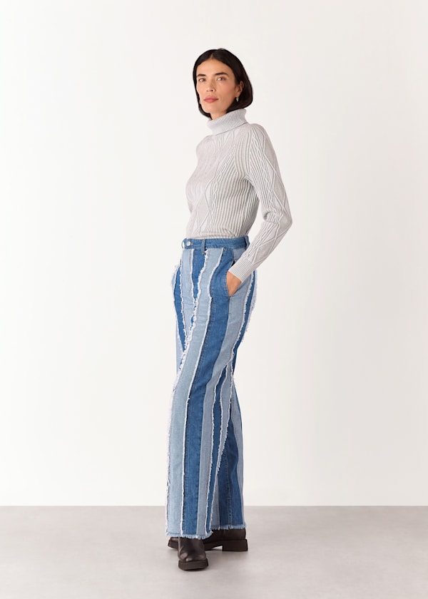 Denim Macie Vertical Patchwork Jean