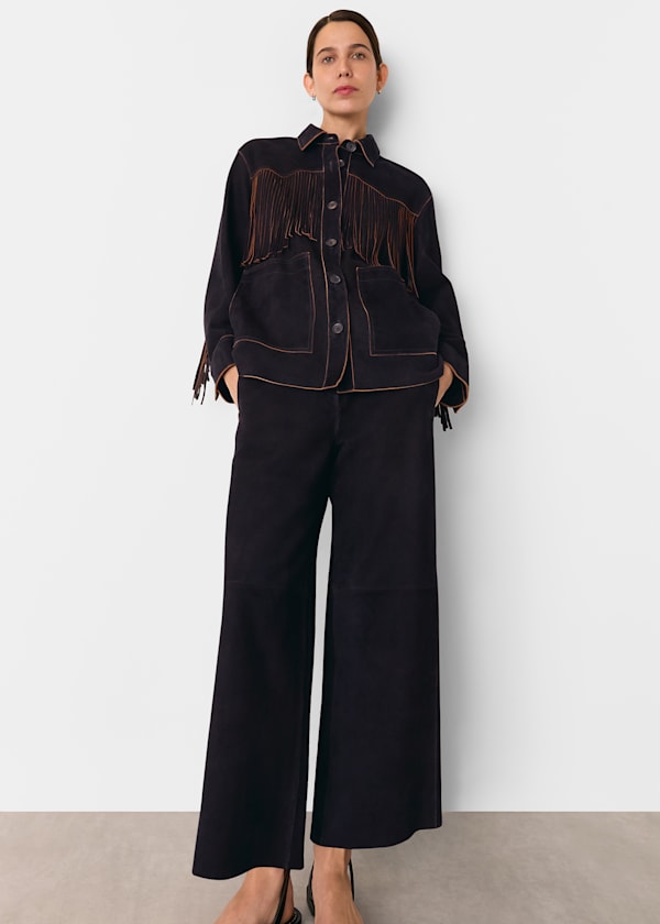 Blue Suede Western Trousers