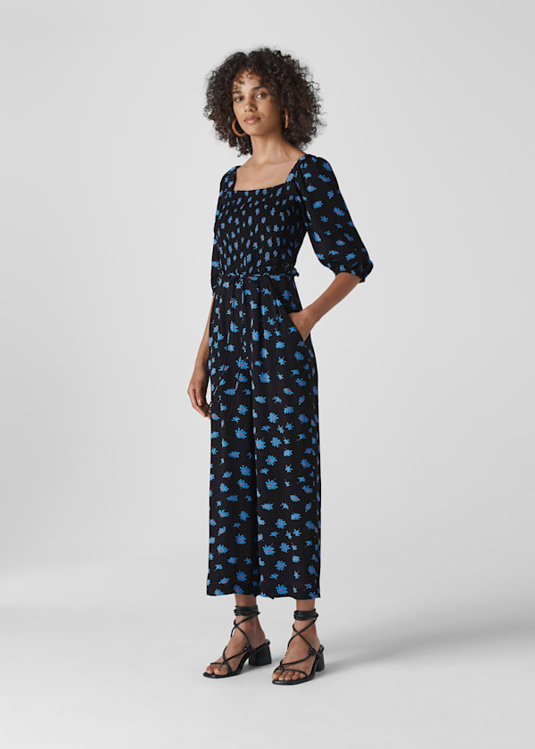 Black Scattered Daisy Klara Jumpsuit