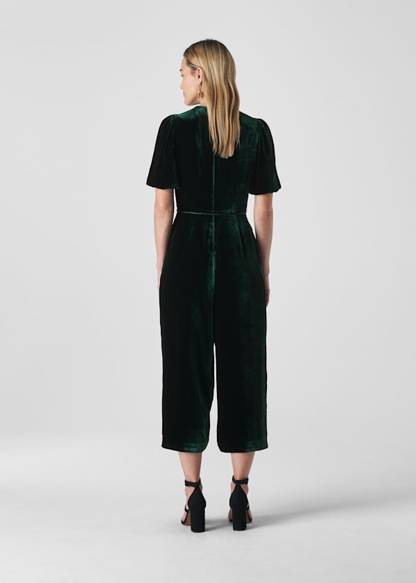 Dark Green Layla Silk Velvet Jumpsuit