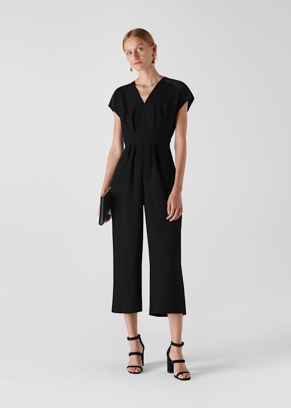 Black Mia Satin Mix Jumpsuit