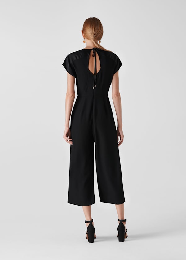 Black Mia Satin Mix Jumpsuit