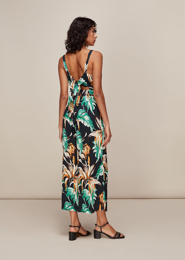 Green Tropical Floral Jumpsuit