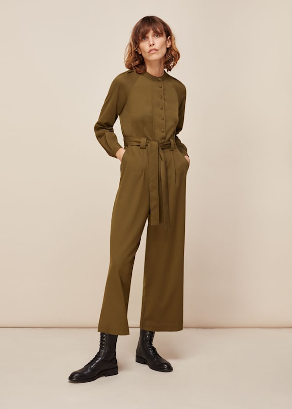 Olive Tie Front Jumpsuit