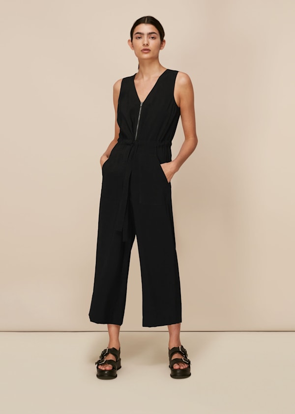 Black Corey Zip Casual Jumpsuit