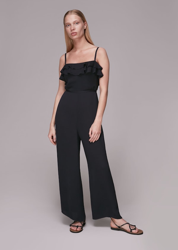 Black Mia Frill Detail Jumpsuit