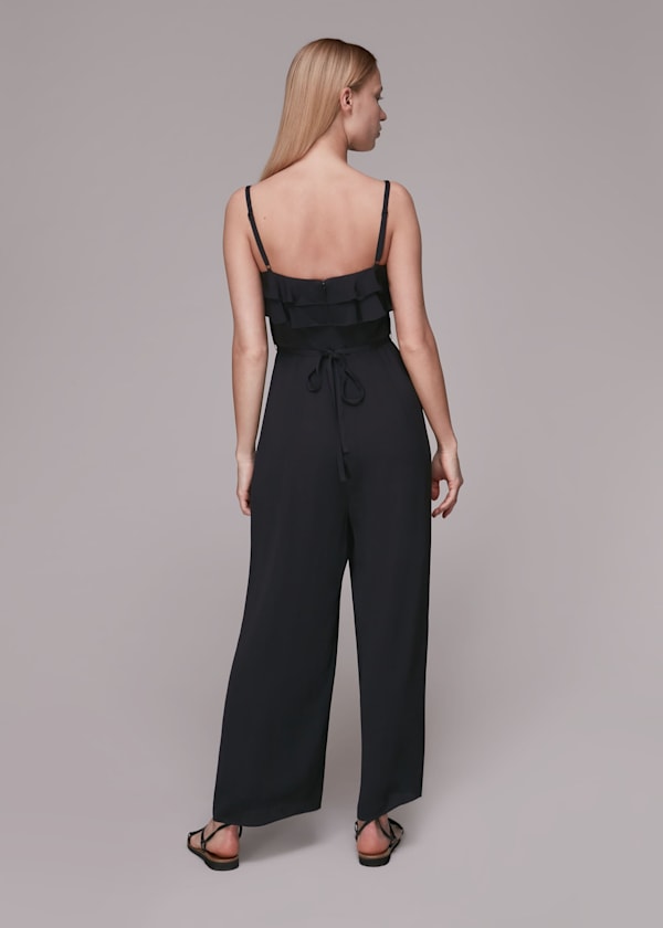 Black Mia Frill Detail Jumpsuit