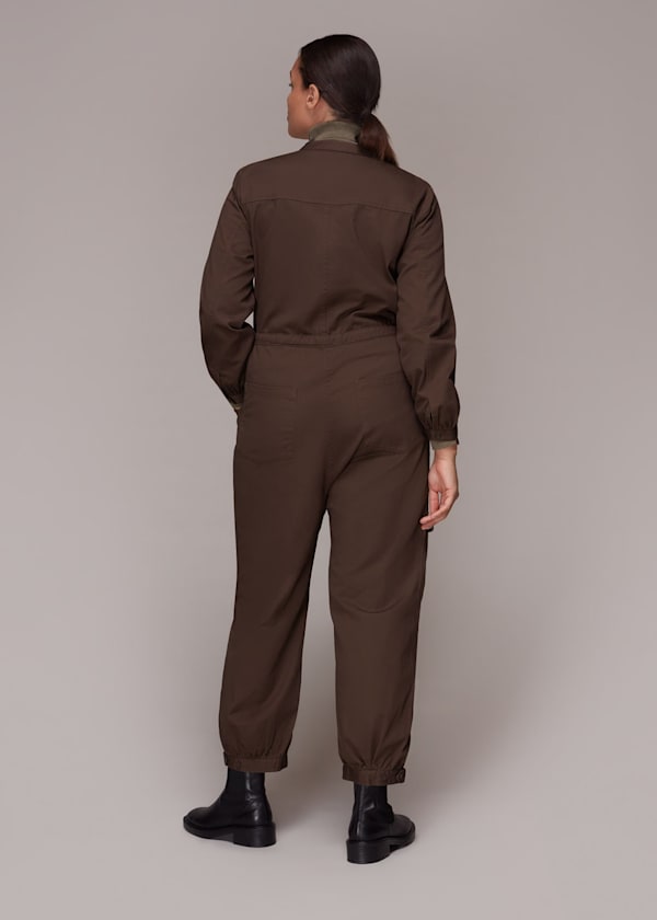 Brown Sadie Utility Tie Jumpsuit