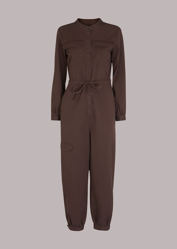 Brown Sadie Utility Tie Jumpsuit