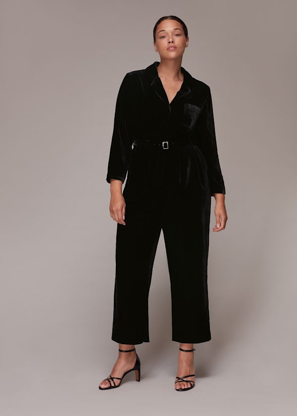 Black Avery Velvet Jumpsuit