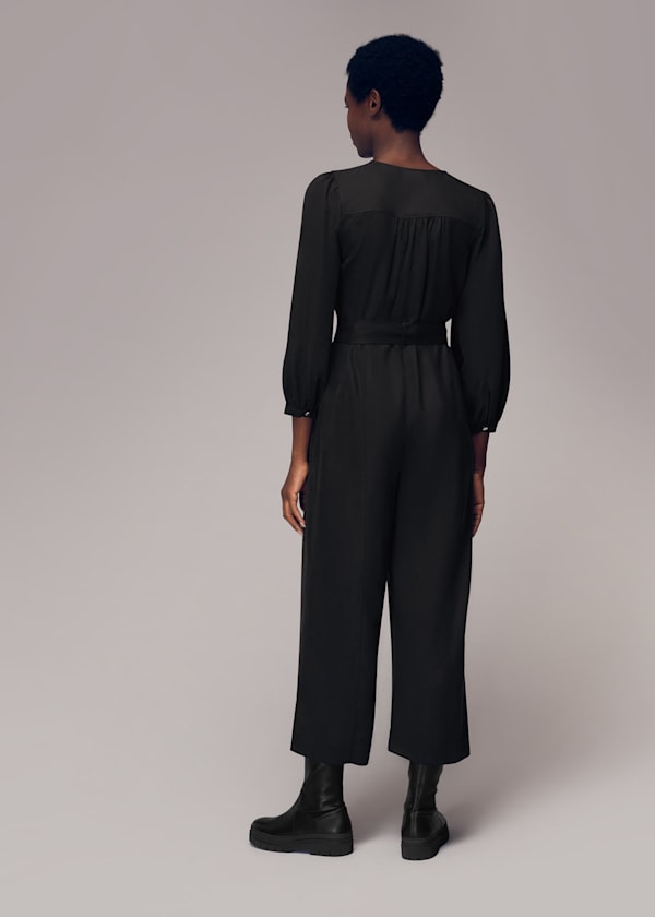 Black Estelle Zip Front Jumpsuit