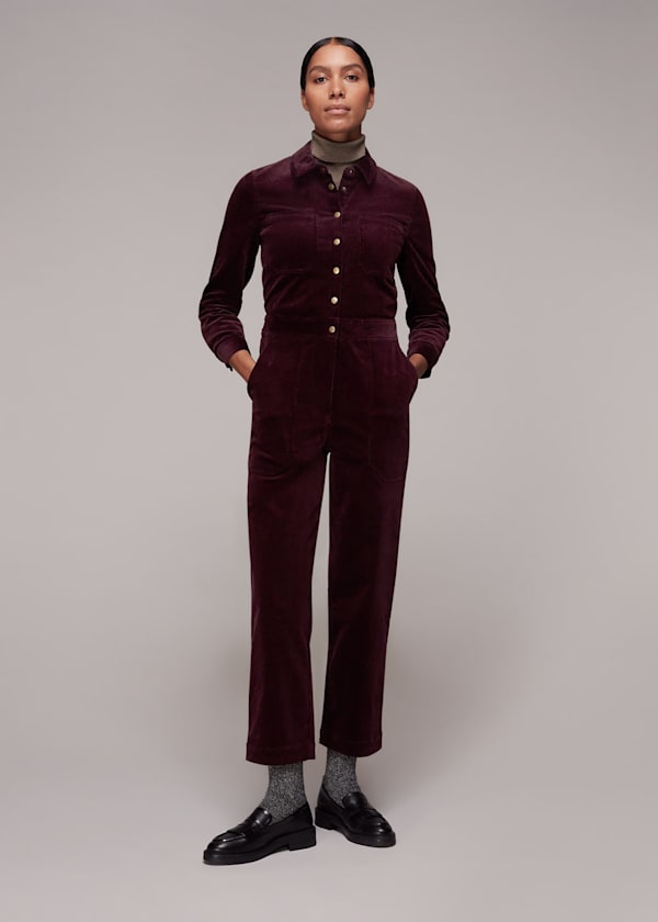 Burgundy Gabby Corduroy Jumpsuit