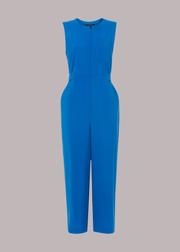 Blue Josie Zip Front Jumpsuit