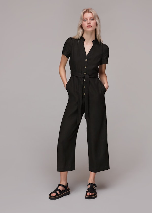 Black Emmie Linen Jumpsuit