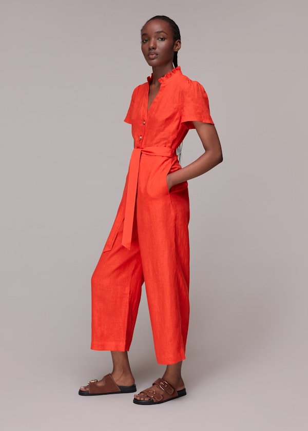 Red Emmie Linen Jumpsuit