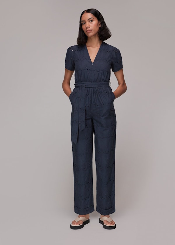 Navy Zoe Broderie Jumpsuit