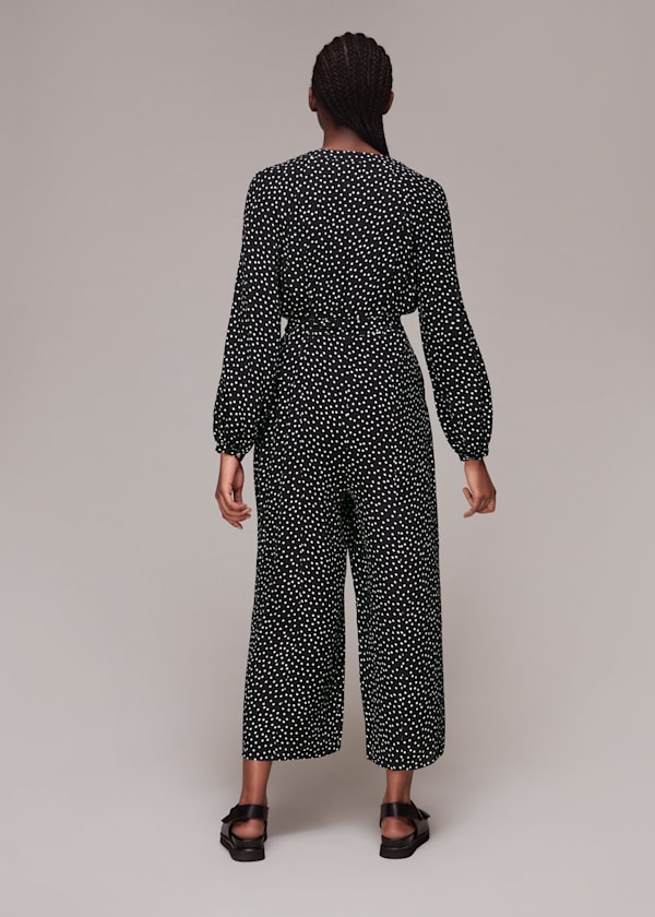 Black and White Lottie Spot Printed Jumpsuit