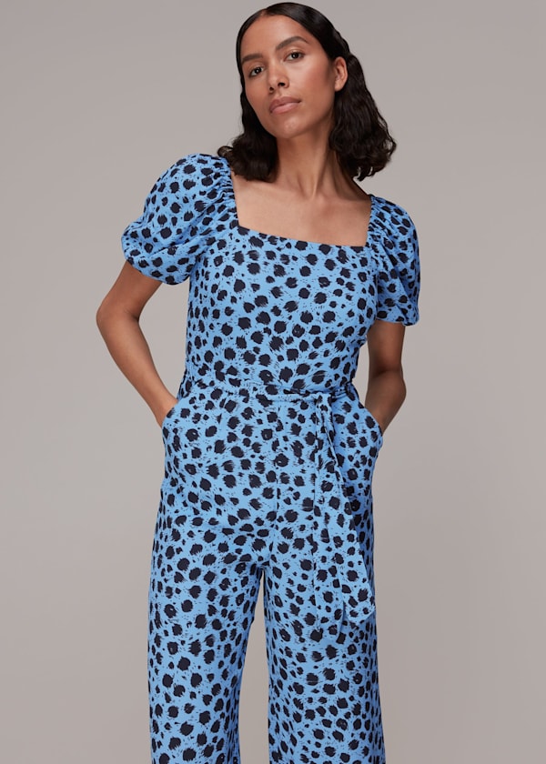 Blue Brushed Dalmatian Jumpsuit