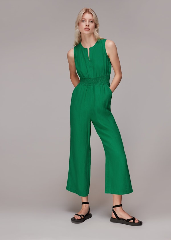 Green Melanie Linen Jumpsuit
