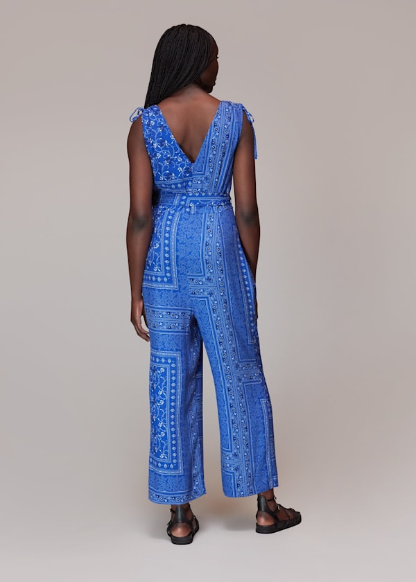 Blue Bandana Print Jumpsuit