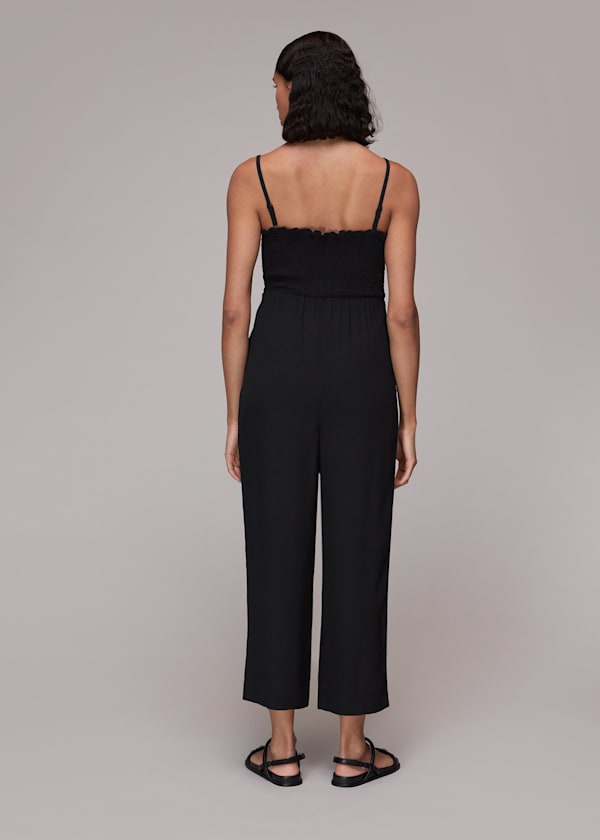 Black Nadia Shirred Jumpsuit