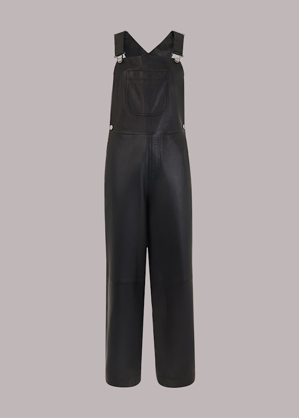 Black Peyton Leather Dungarees