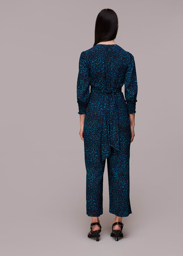 Teal Forest Leopard Jumpsuit