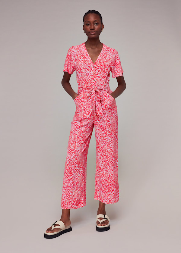 Pink Diagonal Print Jumpsuit