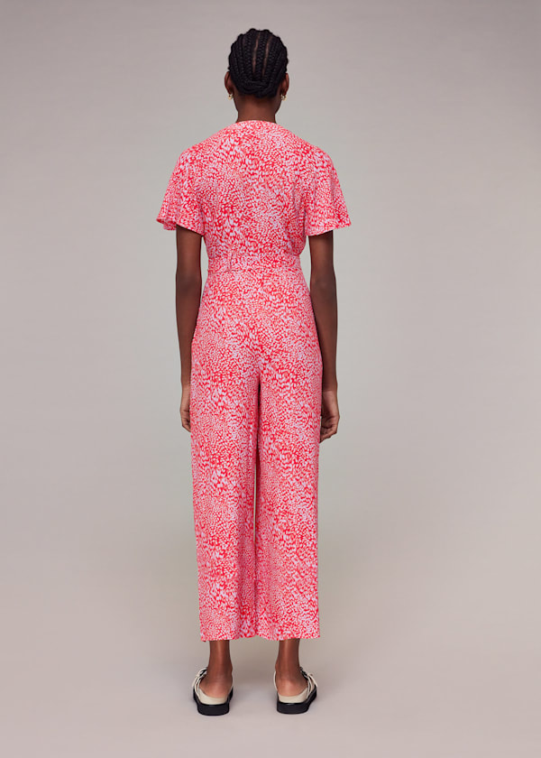 Pink Diagonal Print Jumpsuit