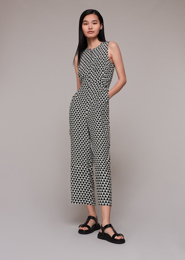 Black Triangle Checkerboard Jumpsuit