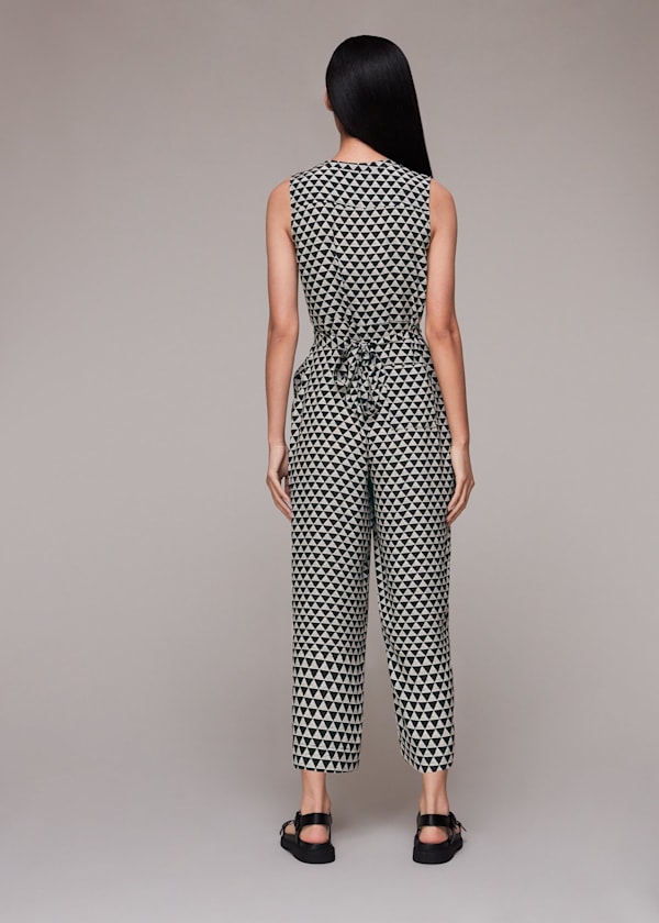 Black Triangle Checkerboard Jumpsuit