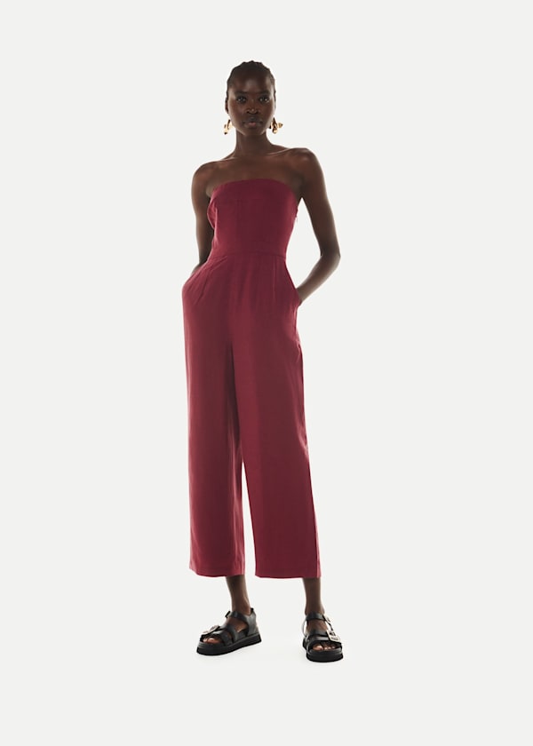 Burgundy Bandeau Jumpsuit
