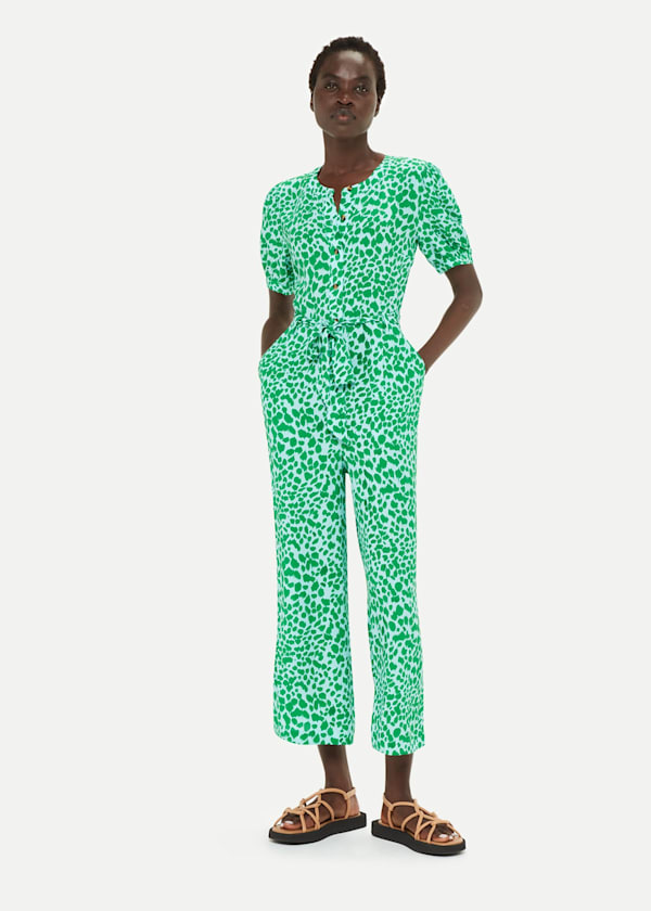 Petite Smooth Leopard Print Jumpsuit