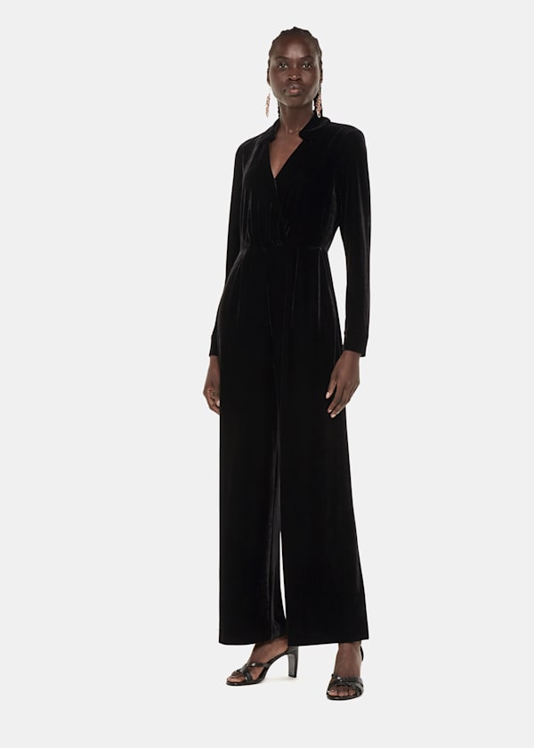 Black Wrap Velvet Jumpsuit
