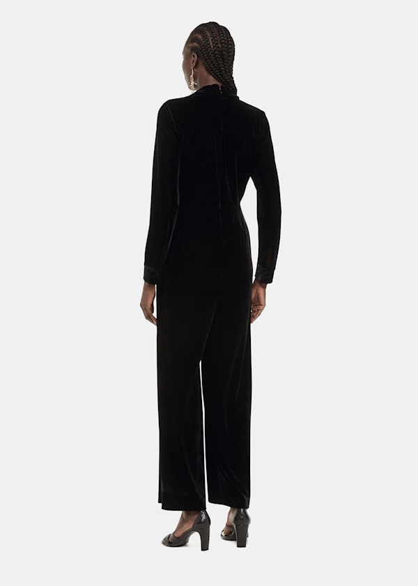 Black Wrap Velvet Jumpsuit