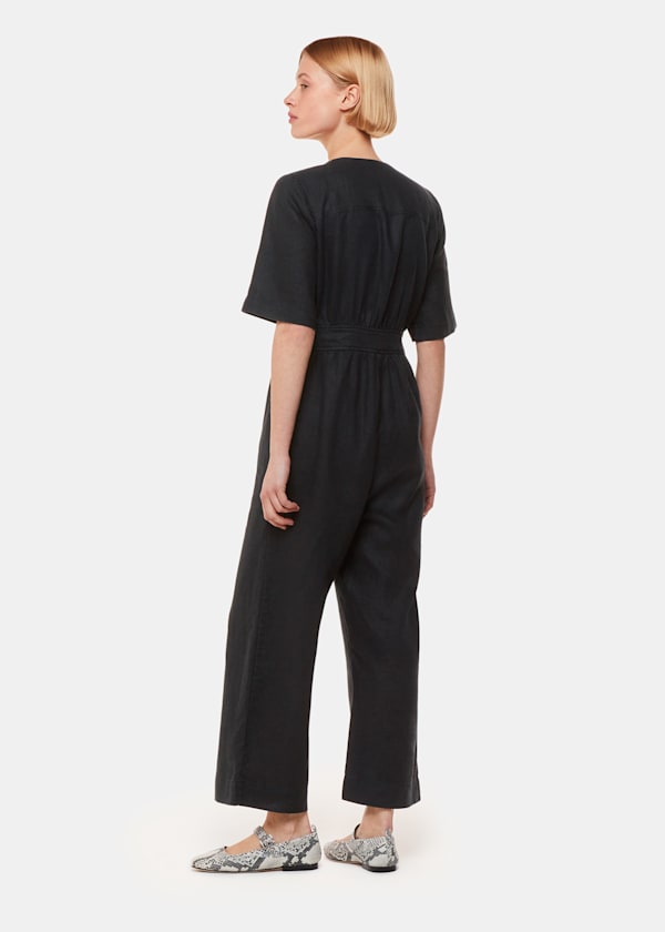 Black Cosima Linen Jumpsuit