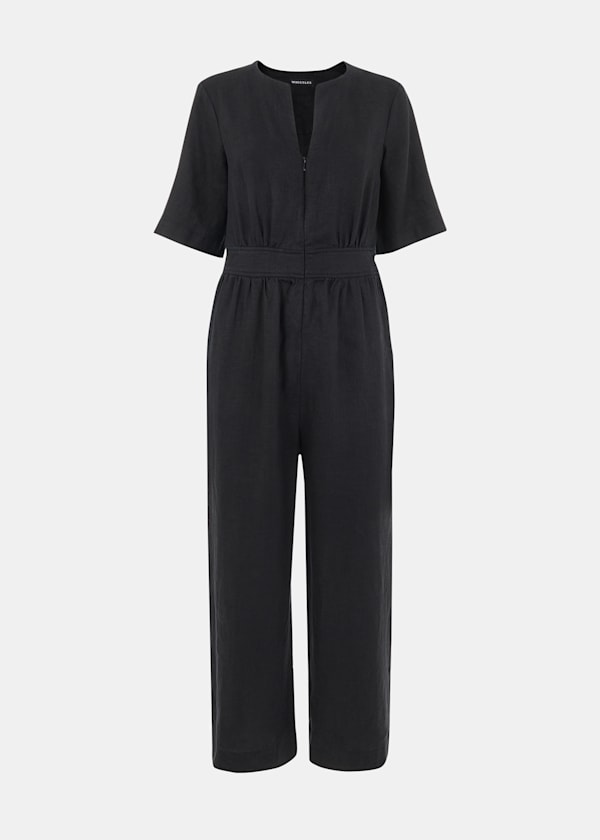Black Cosima Linen Jumpsuit