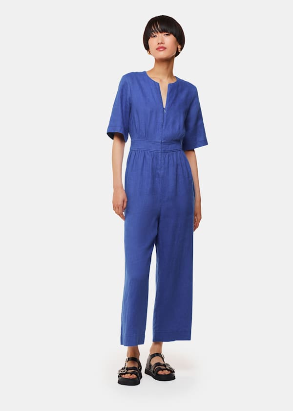 Cobalt Blue Cosima Linen Jumpsuit