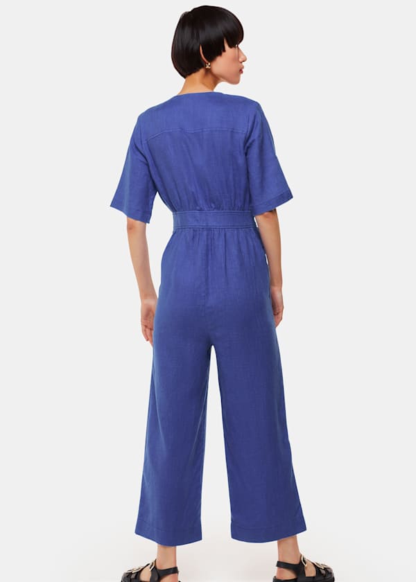 Cobalt Blue Cosima Linen Jumpsuit